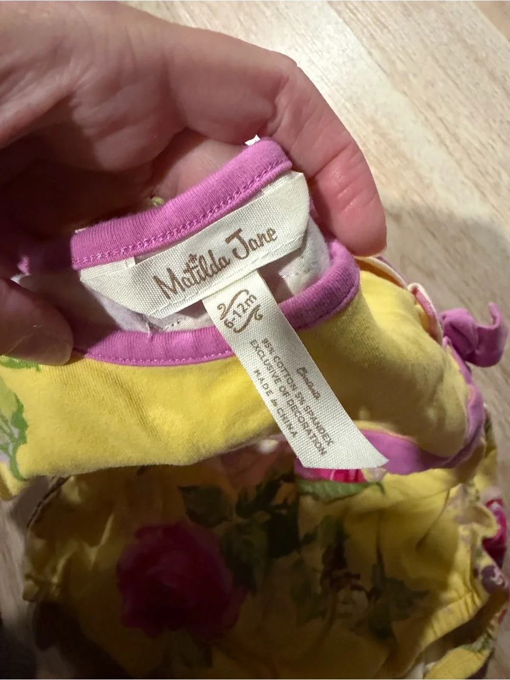 Matilda Jane Yellow Floral One-Piece with Pink Trim